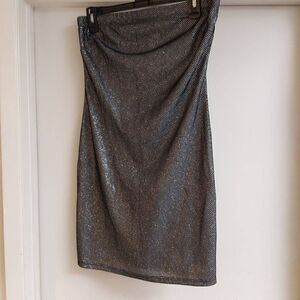 NWT~Forever 21 Black & Silver Sparkles Tube Style Mini Dress Sz Large